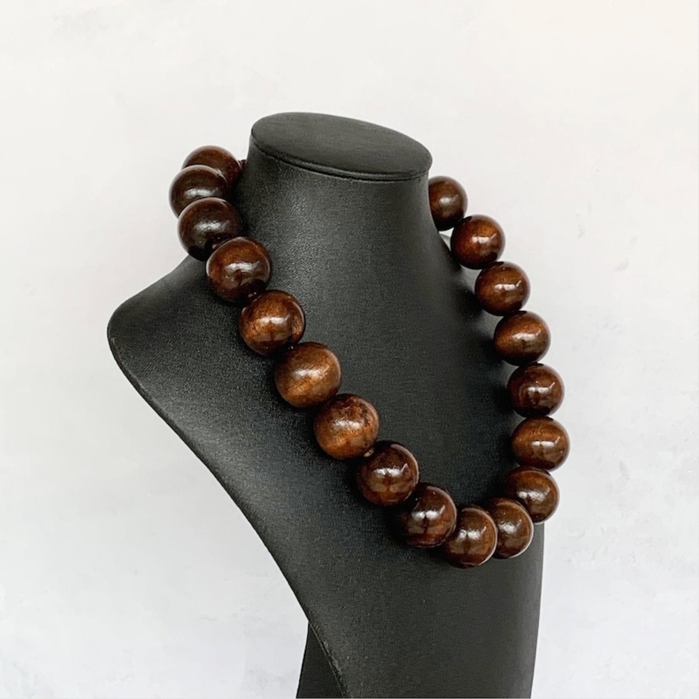 Wood Bead Necklace, Chunky Wood Necklace, Wooden Necklace, Brown Beaded Necklace